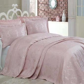 Dantela Sımay Şönilli Jakarlı Yatak Örtüsü Pudra thumbnail 1