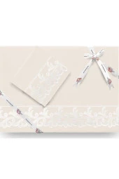 Çeyiz Diyarı Fransız Güpürlü Belinda Sade Nevresim Takımı Krem thumbnail 3