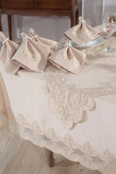 Midye Masa Örtüsü Takımı 18 Parça Cappucino thumbnail 7