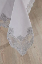 Midye Masa Örtüsü Takımı 18 Parça Gri thumbnail 5