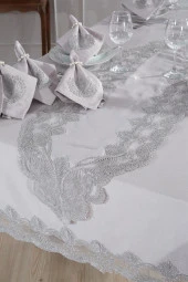 Midye Masa Örtüsü Takımı 18 Parça Gri thumbnail 6
