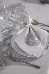 Midye Masa Örtüsü Takımı 18 Parça Gri thumbnail 8