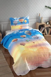 Balloon Baskılı Kapitoneli Tek Kişilik Yatak Örtüsü thumbnail 1