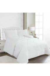 Ece Stripe Çift Kişilik Pelüş Yatak Örtüsü Krem thumbnail 2