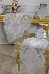 Fransız Güpürlü Kadife Yağmur Salon Takımı 5 Parça Gri thumbnail 2