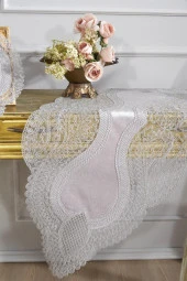 Fransız Güpürlü Kadife Yağmur Salon Takımı 5 Parça Gri thumbnail 3