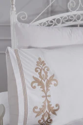 Adelina Nakışlı 6 Parça Nevresim Takımı Krem thumbnail 3