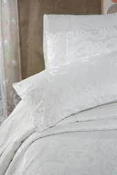 Çeyiz Diyarı Şal 7 Parça Gelin Seti Krem thumbnail 9