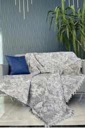 Saçaklı Lüks Koltuk Örtüsü 170x220 Cm Antrasit thumbnail 1