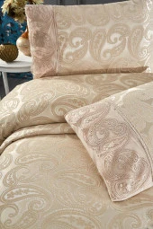 Çeyiz Diyarı Şal 3 Parça Çift Kişilik Yatak Örtüsü Bej thumbnail 7