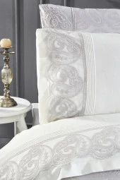 Çeyiz Diyarı Şal 7 Parça Gelin Seti Gri thumbnail 4