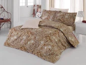 Çeyiz Diyarı Leopar Pamuk Saten Çift Kişilik Nevresim Takımı Kahve - 1