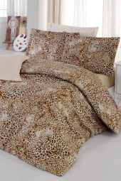 Çeyiz Diyarı Leopar Pamuk Saten Çift Kişilik Nevresim Takımı Kahve - 2