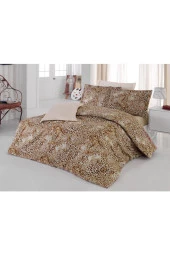Çeyiz Diyarı Leopar Pamuk Saten Çift Kişilik Nevresim Takımı Kahve - 3
