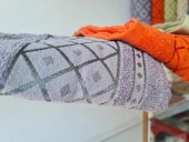 Baklava Desenli Jakarlı 6 lı El Yüz Havlu Takımı - 5