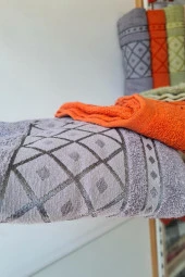 Baklava Desenli Jakarlı 6 lı El Yüz Havlu Takımı - 10