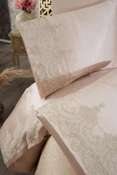 Çeyizdiyarı Fransız Güpürlü Diana Pike Seti 3 Parça Bej thumbnail 7