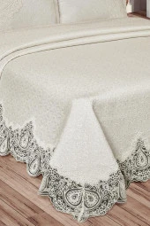 Farah Brokar Güpürlü Pike Takımı Krem thumbnail 7