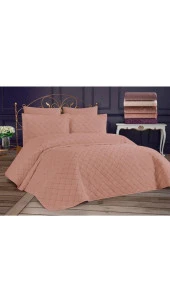 Dessert Kadife Çift Kişilik Yatak Örtüsü Pudra thumbnail 3