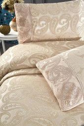 Çeyiz Diyarı Şal 3 Parça Çift Kişilik Yatak Örtüsü Pudra thumbnail 7