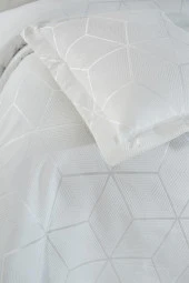 ÇÇeyiz Diyarı Verona 3 Parça Çift Kişilik Yatak Örtüsü Krem thumbnail 6