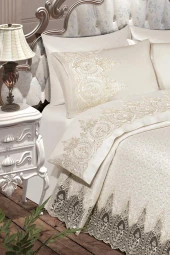 İlayda Fransız Güpürlü Brokar Pike Takımı Krem thumbnail 7