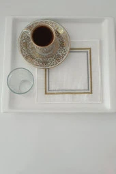 Çerçeve Nakışlı Keten Kare Bardak Altlığı Seti 6 Lı - 2