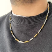 Çelik Zincir Altın Kaplama Çift Renk Erkek Model - ZN-226 thumbnail 2