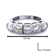 925 Ayar Gümüş Zirkon 5 Taşlı Kadın Yüzük GKY-109 thumbnail 3