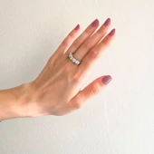 925 Ayar Gümüş Zirkon 5 Taşlı Kadın Yüzük GKY-109 thumbnail 2