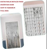 Ekstra Metalize Gümüş Renk Disko Dikdörtgen Kesim Kapı Perdesi Dekorasyon 1x2 Metre thumbnail 2