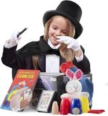 Çocuk Boy Siyah Sihirbaz Pelerini Siyah Sihirbaz Şapkası ve 7 Parça Sihirbazlık Oyunları thumbnail 1