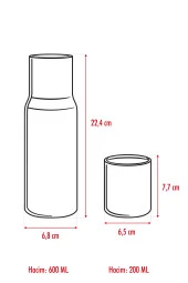 Borosilikat Cam Gri Başucu Sürahisi & Cam Sürahi * 600 ml thumbnail 5