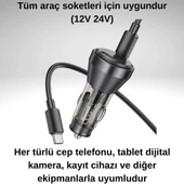 Coofbe Super Şarj Dijital Göstergeli USB+Type-C Giriş PD48W Araç Çakmaklık Şarjı Type-C Şarj Kablosu - 5