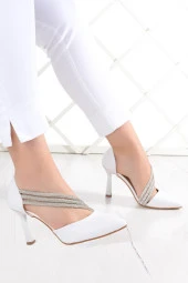 Erkan Saçmacı Alessi Beyaz Vegan Taşlı Abiye Ayakkabı thumbnail 2