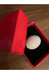 Beyaz Ay Taşlı Gümüş Renk Büyük Doğal Taş Yüzük El Yapımı - 2