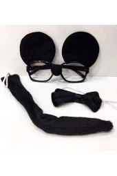 Mickey Mouse Gözlüğü Papyonu Kuyruğu Seti (4087) - 1