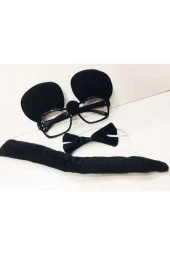 Mickey Mouse Gözlüğü Papyonu Kuyruğu Seti (4087) - 2