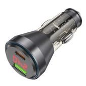 Coofbe Super Şarj Dijital Göstergeli USB+Type-C Giriş PD48W Araç Çakmaklık Şarjı Araç Hızlı Şarj Aleti - 1