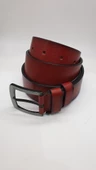 Kaliteli Lüks Deri Kırmızı Renk Spor Kot Kemeri - 3