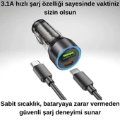 Coofbe Super Şarj USB+Type-C Giriş PD43W Araç Çakmaklık Şarjı Type-C Şarj Kablosu Araç Şarj Cihazı - 4