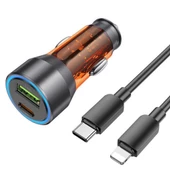 Coofbe Super USB+Type-C Giriş PD43W Araç Çakmaklık Şarjı İphone Şarj Kablosu İphone 14 13 12 11 Şarj - 6