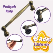 8 Adet Padişah Kulp 128 mm Antik Sarı Mutfak Kulpu Çekmece Dolap Kapak Kulbu Metal Mobilya Dolabı Kulpları thumbnail 1