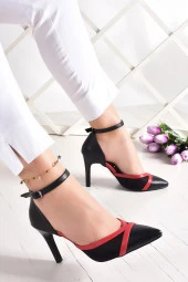 Erkan Saçmacı Liana Siyah Kırmızı Vegan Fileli Stiletto - 2