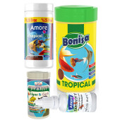 Tetra-Melek-Lepistes 4lü Balık Yemi Seti,Tropical Mix 125ml,Bonisa Tropical 250,Algae Garlic - 1