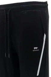 Erkek Standart Fit Lastikli Çizgi Detaylı Siyah Lacivert 2'li Eşofman Altı Seti - 5