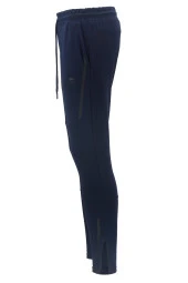 Erkek Standart Fit Lastikli Çizgi Detaylı Siyah Lacivert 2'li Eşofman Altı Seti - 7