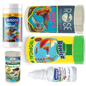 Tetra-Melek-Lepistes-Guppy 5li Balık Yemi Seti,Tropical Mix 125ml,Bonisa-250, Rose-250,Algae Garlic - 1