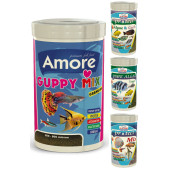 Lepistes-Melek-Tetra Guppy Mix Granules 1000ml, Algae Garlic,Protect Mix,Algea Veggie 100ml Yem Seti - 1