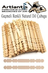Naturel Geçmeli Dil Çubuğu Dar 150 li Çentikli Tırtıklı Geçirmeli Eklemeli Naturel Dondurma Çubuğu Kesik Uçlu Ahşap Çubuk - 3